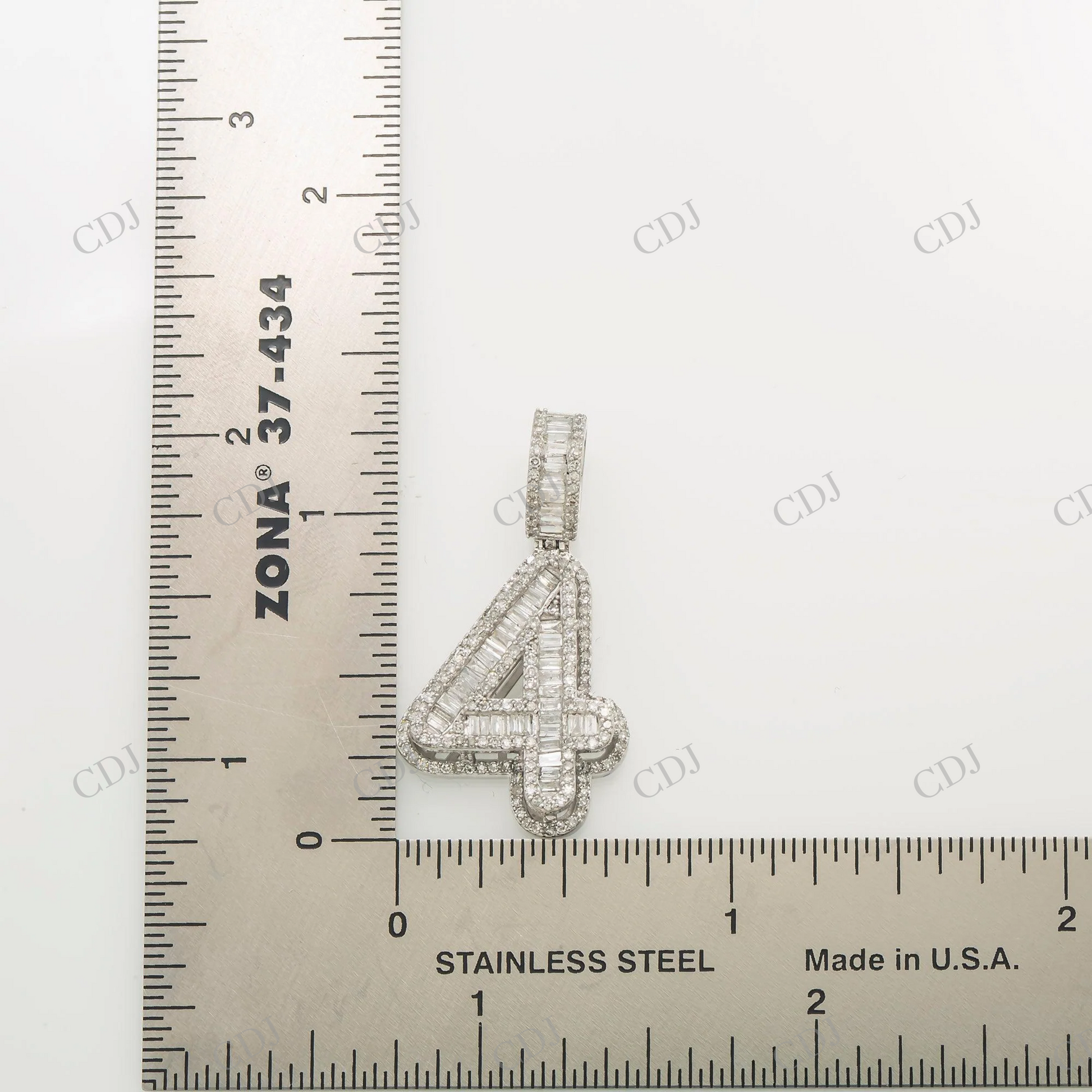 Baguette Moissanite Number 4 Pendant Hip Hop Pendent customdiamjewel