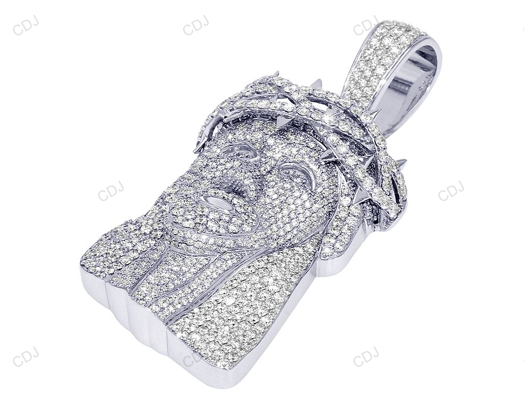 Jesus Crown Thorn White Gold CVD Diamond Iced Out Pendant hip hop jewelry CustomDiamJewel