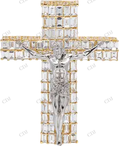 Iced Crucifix Pendant Silver Moissanite Pendant Hip Hop Pendent customdiamjewel