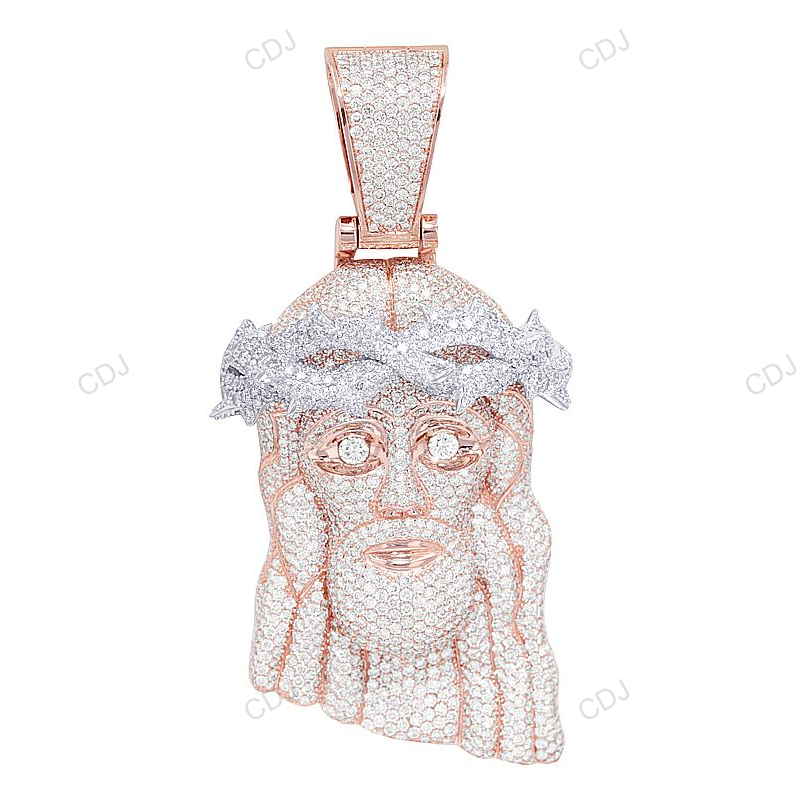 Iced Out 10K Solid Gold Lab Grown Diamond Jesus Pendant hip hop jewelry CustomDiamJewel