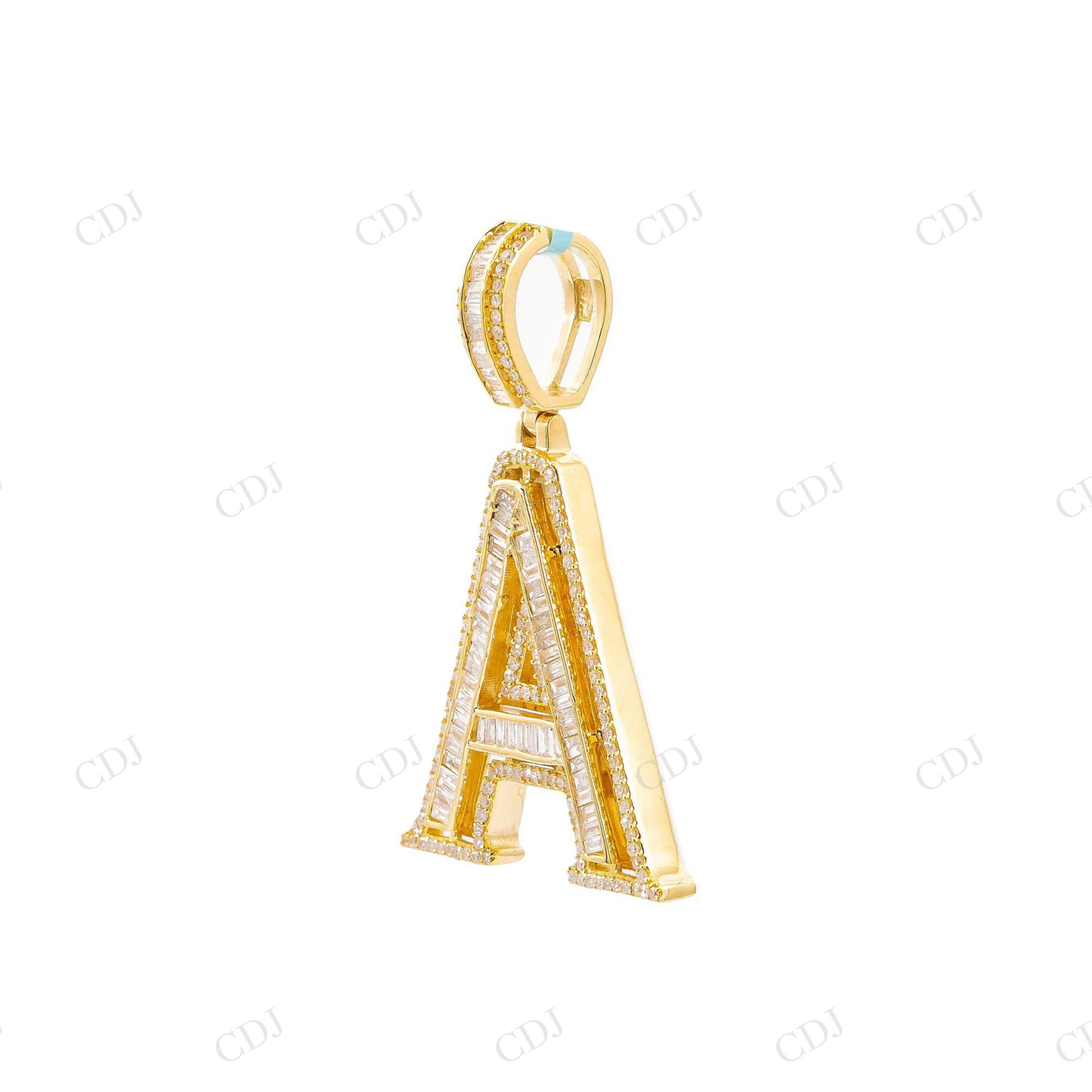 Custom Baguette Diamond 925 Sterling Silver Moissanite Letter A Pendant Hip Hop Pendent customdiamjewel