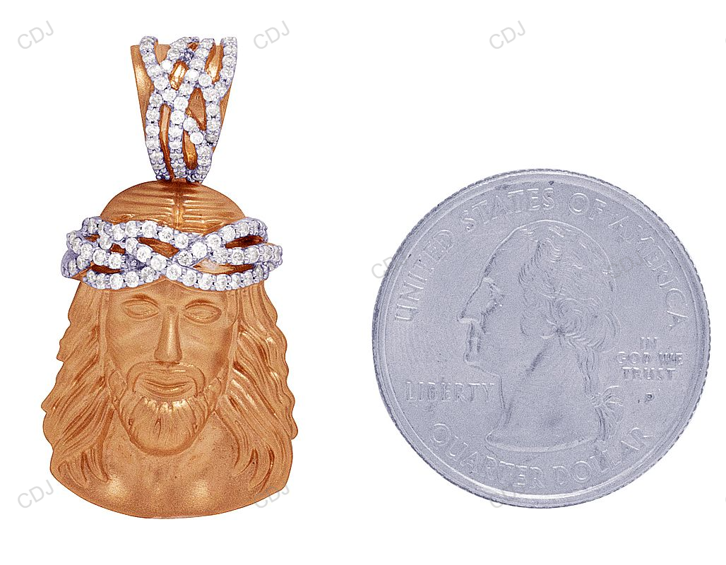 0.55 CTW Rose Gold Jesus Matte Lab Grown Diamond Pendant hip hop jewelry CustomDiamJewel