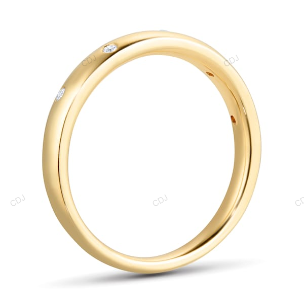 Yellow Gold Lab Grown Diamond Flush Setting Wedding Band