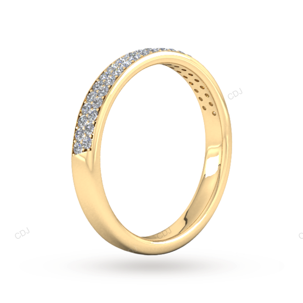 Yellow Gold Two Row Lab Grown Diamond Wedding Band