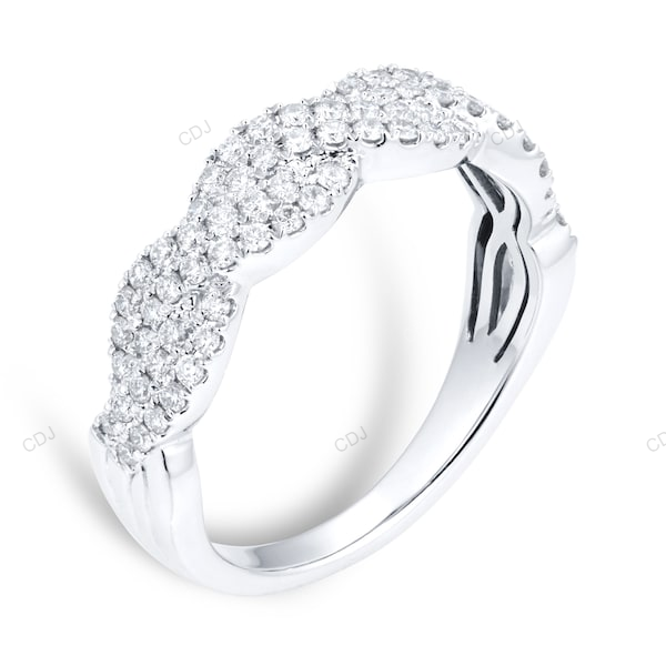 White Gold Lab Grown Diamond Wedding Band For Daily Wear