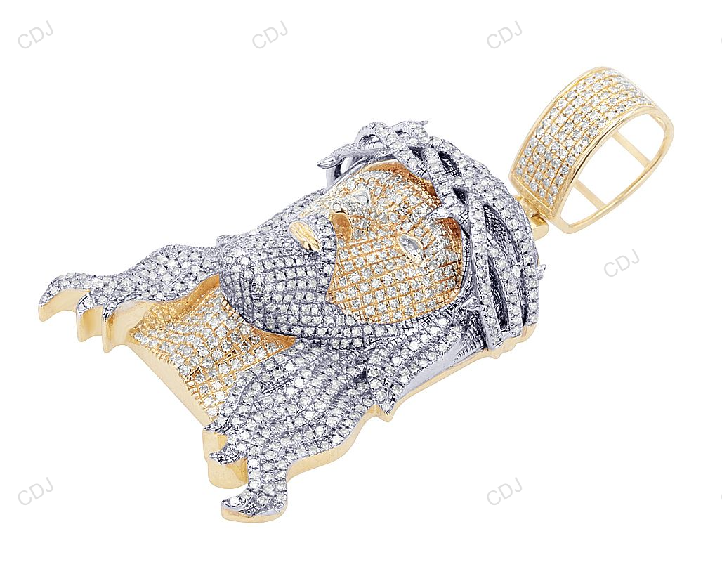 Two Tone Lab Grown Diamond Gold Iced Out Jesus Pendant hip hop jewelry CustomDiamJewel