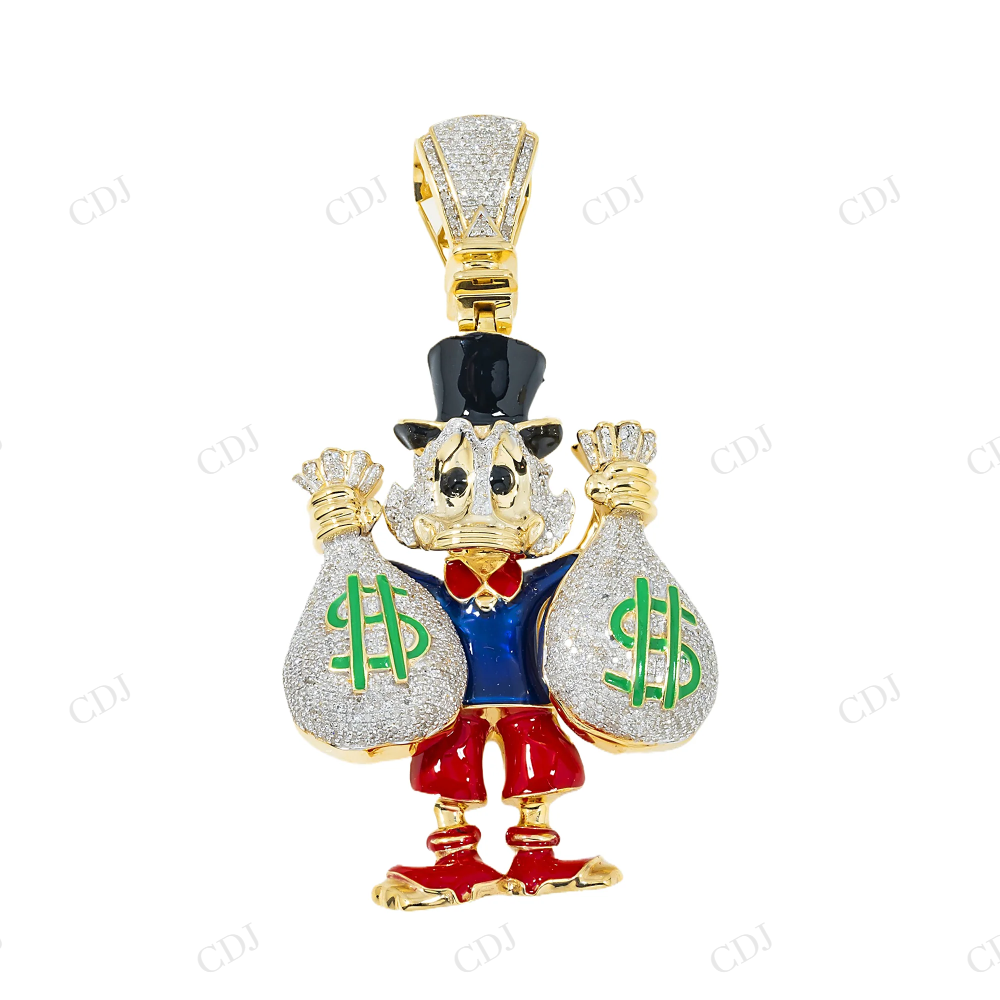 Custom Bling Cartoon Duck Holding Dollar Bags Moissanite 925 Silver Pendant Hip Hop Pendent customdiamjewel