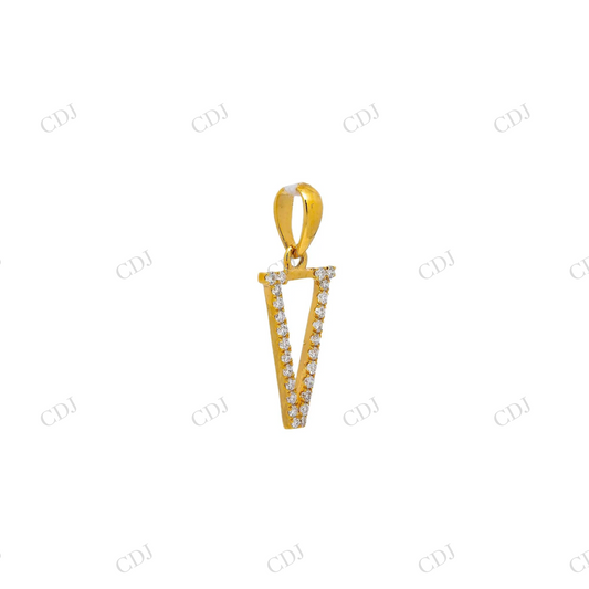 Custom Style 925 Silver Letter V Alphabet Pendant Hip Hop Pendent customdiamjewel