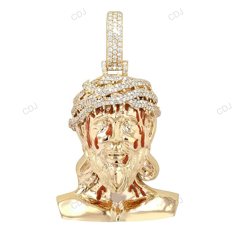 Bleeding Jesus Crown Lab Grown Diamond Gold Pendant hip hop jewelry CustomDiamJewel