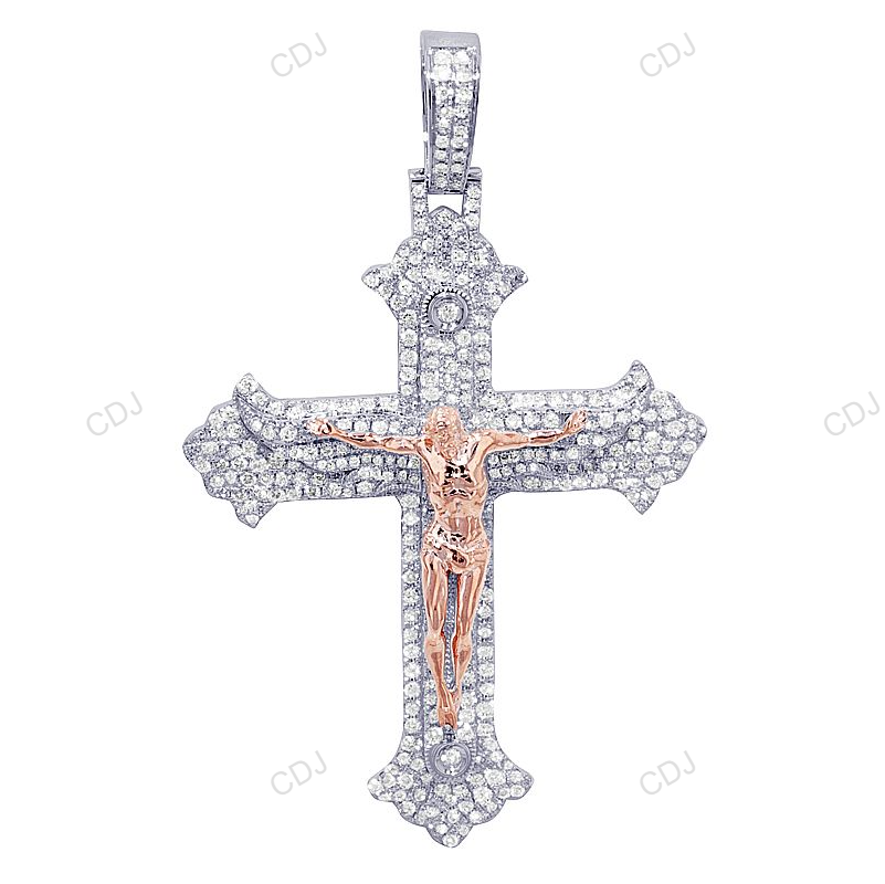 3.10 CTW Jesus Crucifix Cross Tow-Tone Gold CVD Diamond Pendant hip hop jewelry CustomDiamJewel