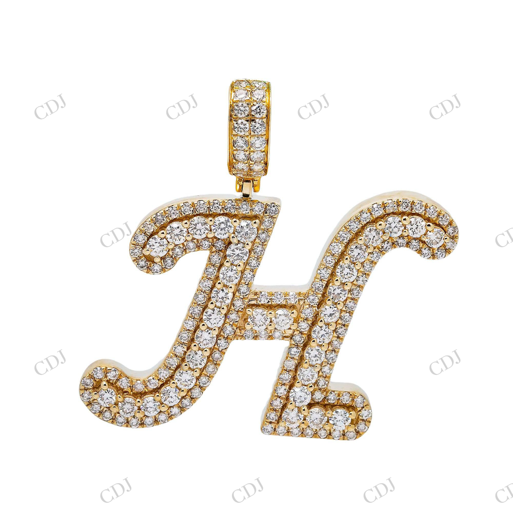Customized 925 Silver Moissanite H Initial Pendant Hip Hop Pendent customdiamjewel