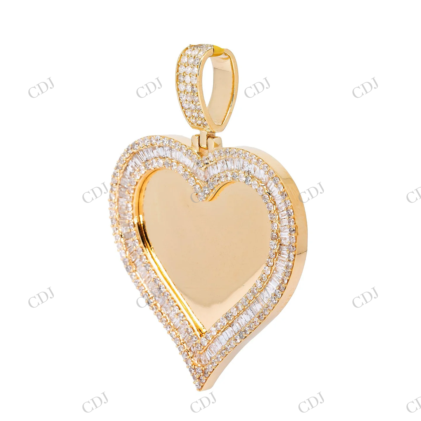 925 Silver Moissanite Baguette Heart Pendant Hip Hop Pendent customdiamjewel