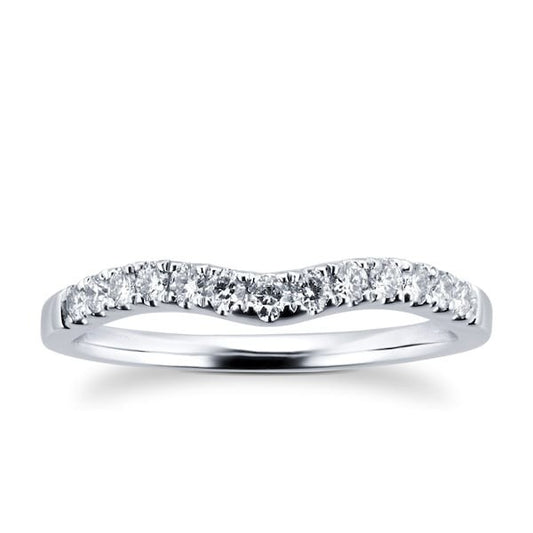 Curved Shape Gold CVD Diamond Wedding Band