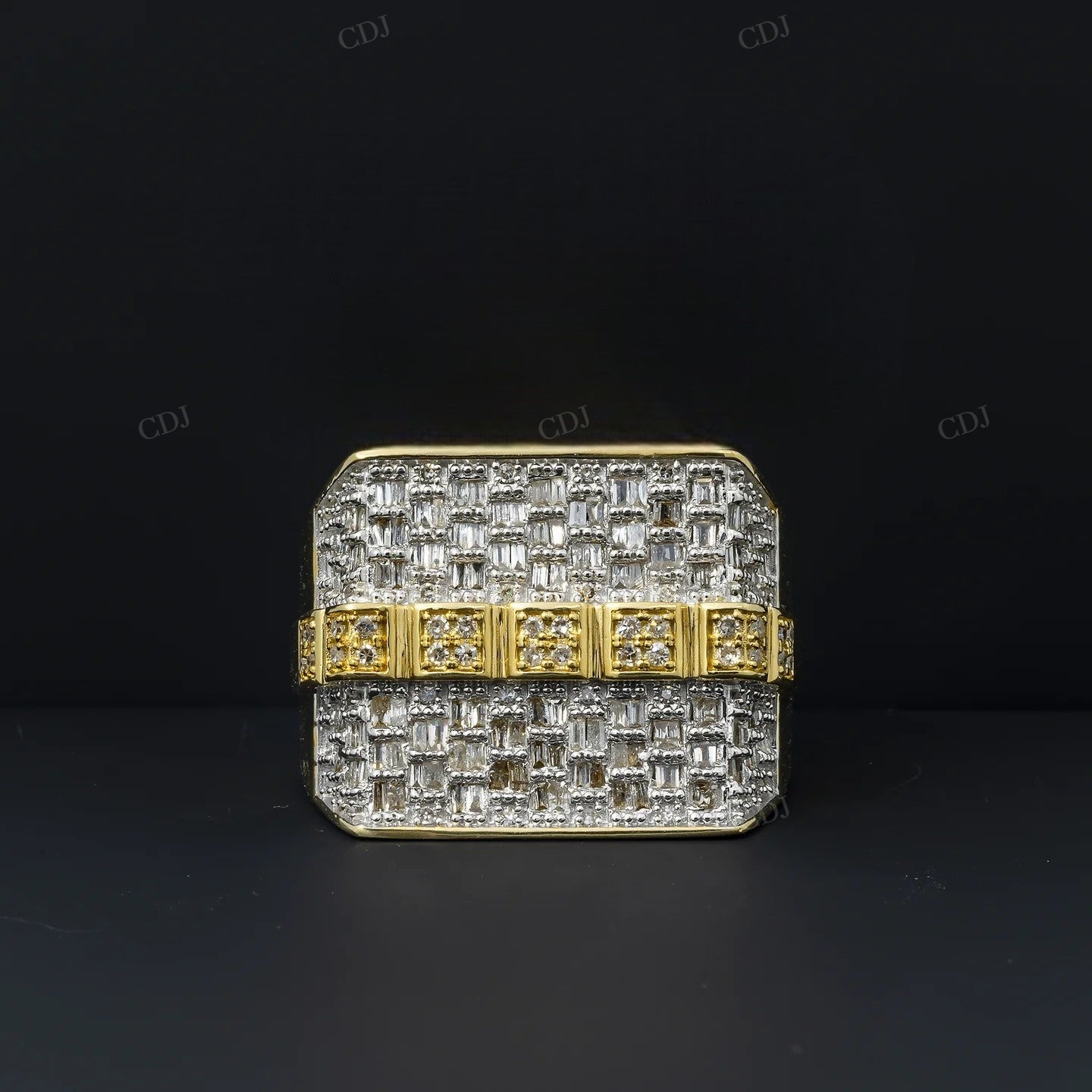 925 Silver Moissanite Baguette Diamond Cluster Ring Hip Hop Ring customdiamjewel