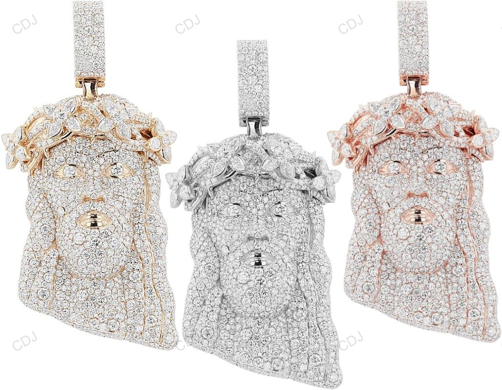 Lab Grown Diamond Gold Cross Jesus Hip Hop Pendant hip hop jewelry CustomDiamJewel
