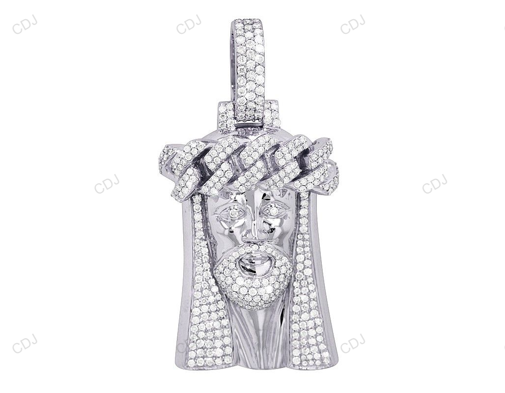 Crowned Jesus Lab Grown Diamond 10K Solid Gold Pendant hip hop jewelry CustomDiamJewel