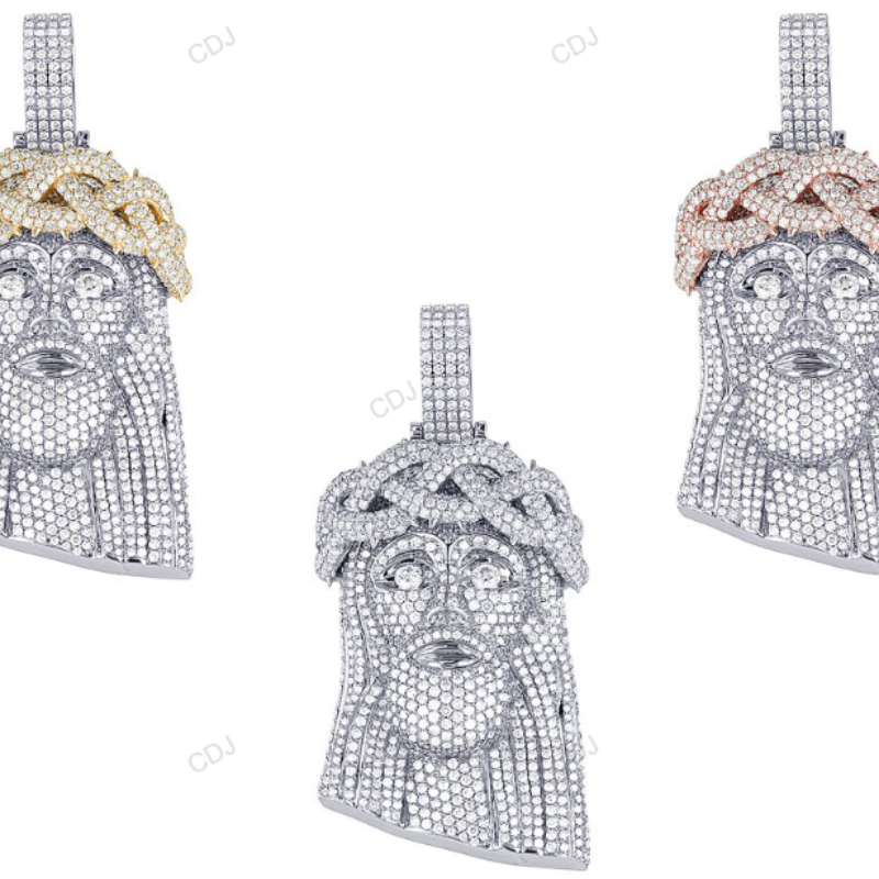 CVD Diamond Gold Cuban Style Head Jesus Hip Hop Pedant hip hop jewelry CustomDiamJewel