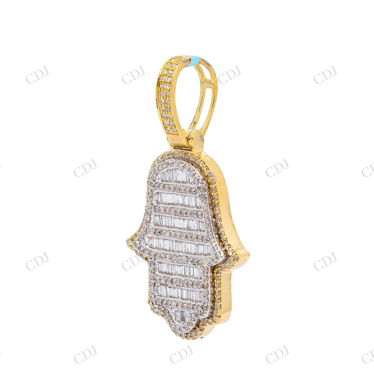 925 Silver Hamsa Moissanite Baguette Pendant Hip Hop Pendent customdiamjewel