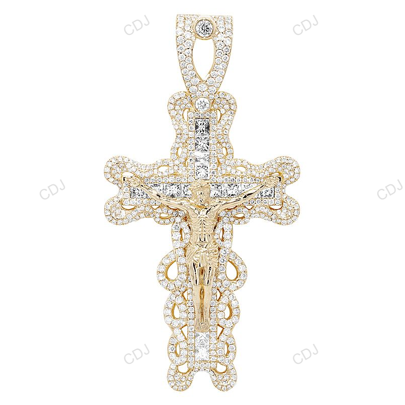 Yellow Gold CVD Diamond Jesus Crucifix Pendant hip hop jewelry CustomDiamJewel