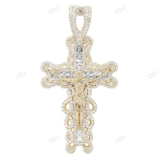Yellow Gold CVD Diamond Jesus Crucifix Pendant hip hop jewelry CustomDiamJewel