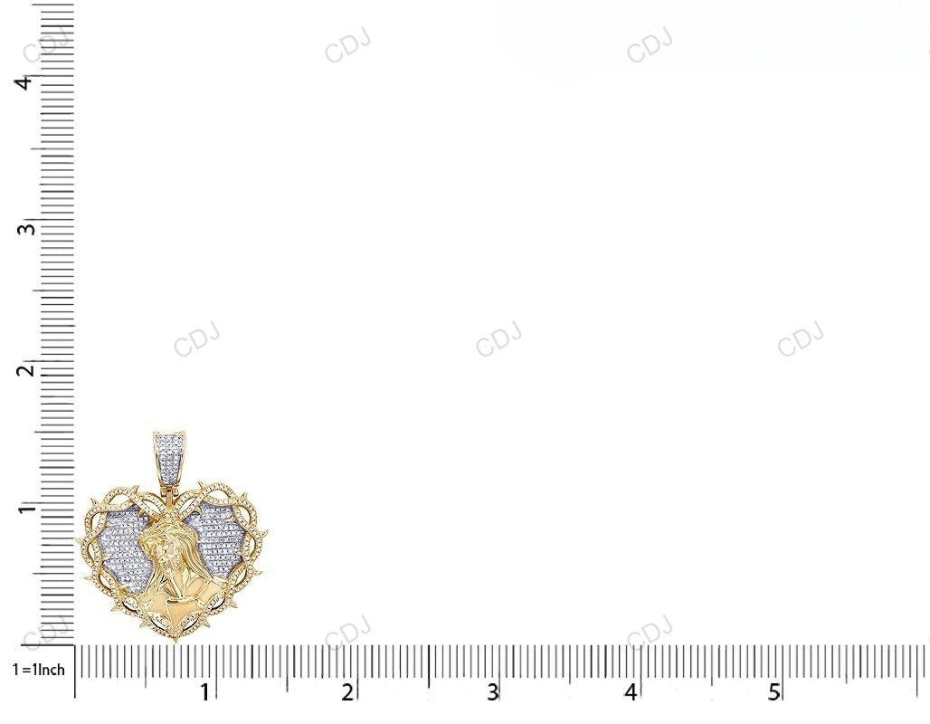 Heart Thorn Tow-Tone Lab Grown Diamond Jesus Pendant hip hop jewelry CustomDiamJewel