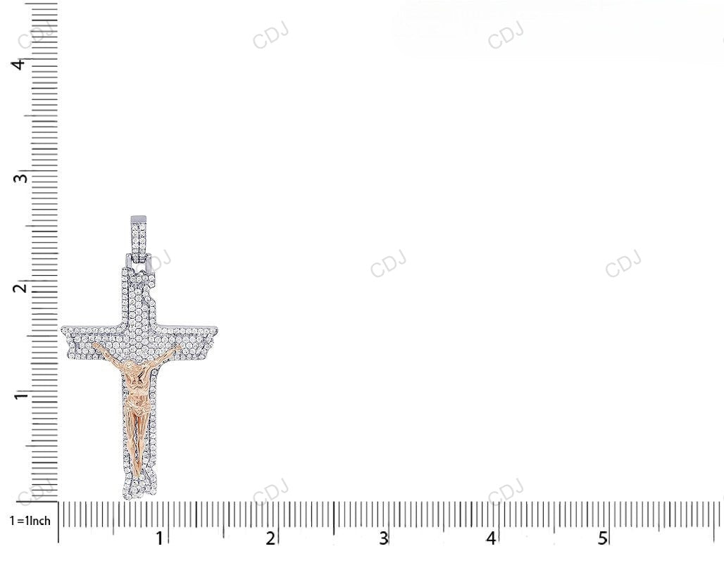 Jesus Cross Lab Grown Diamond Two-Tone Customize Pendant hip hop jewelry CustomDiamJewel