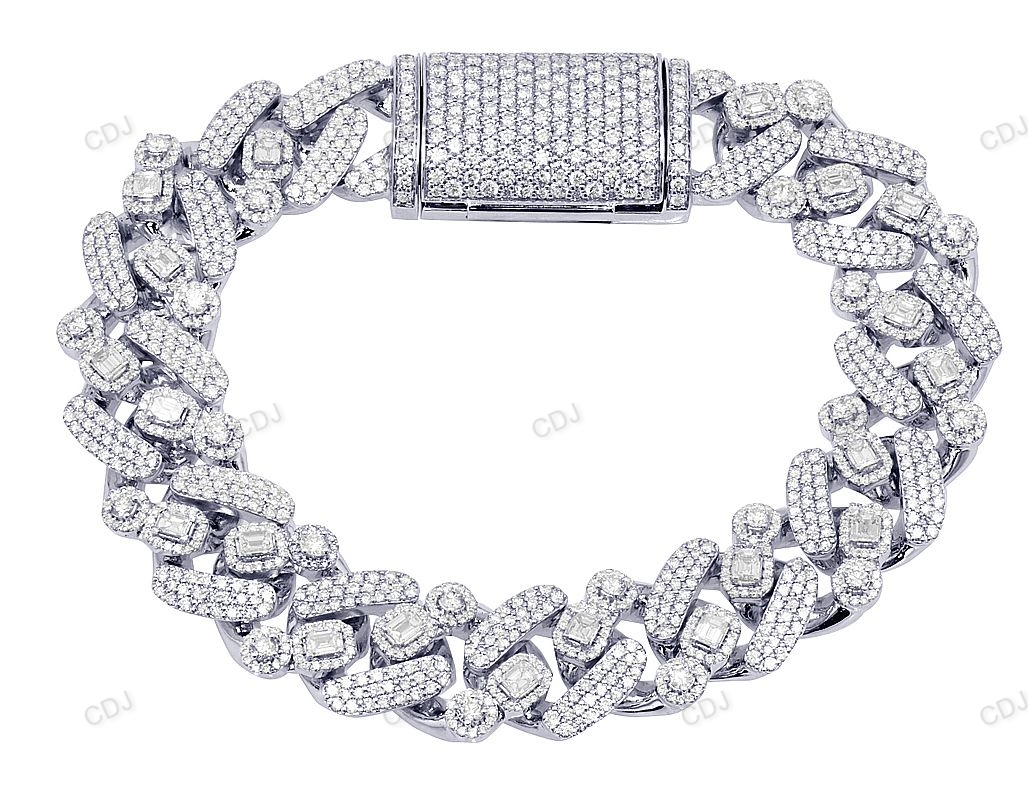 14MM Silver Moissanite Multi Stone Cuban Bracelet hip hop jewelry customdiamjewel