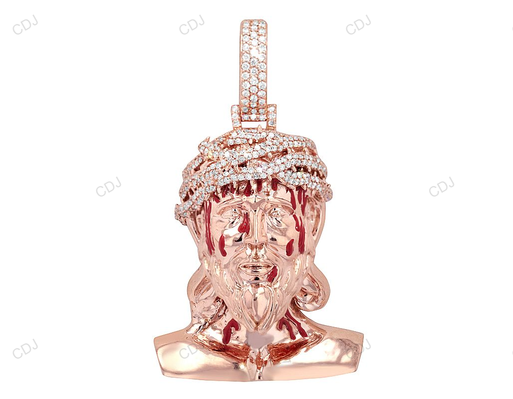 Bleeding Jesus Crown Lab Grown Diamond Gold Pendant hip hop jewelry CustomDiamJewel