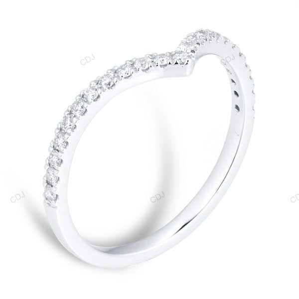 White Gold CVD Diamond Chevron Shape Wedding Band