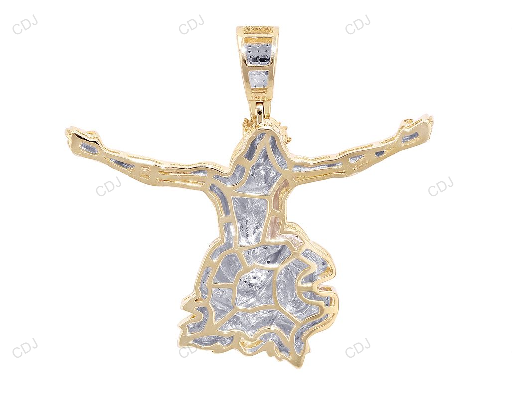 Open Arm Jesus Two-Tone Lab Created Diamond Pendant hip hop jewelry CustomDiamJewel