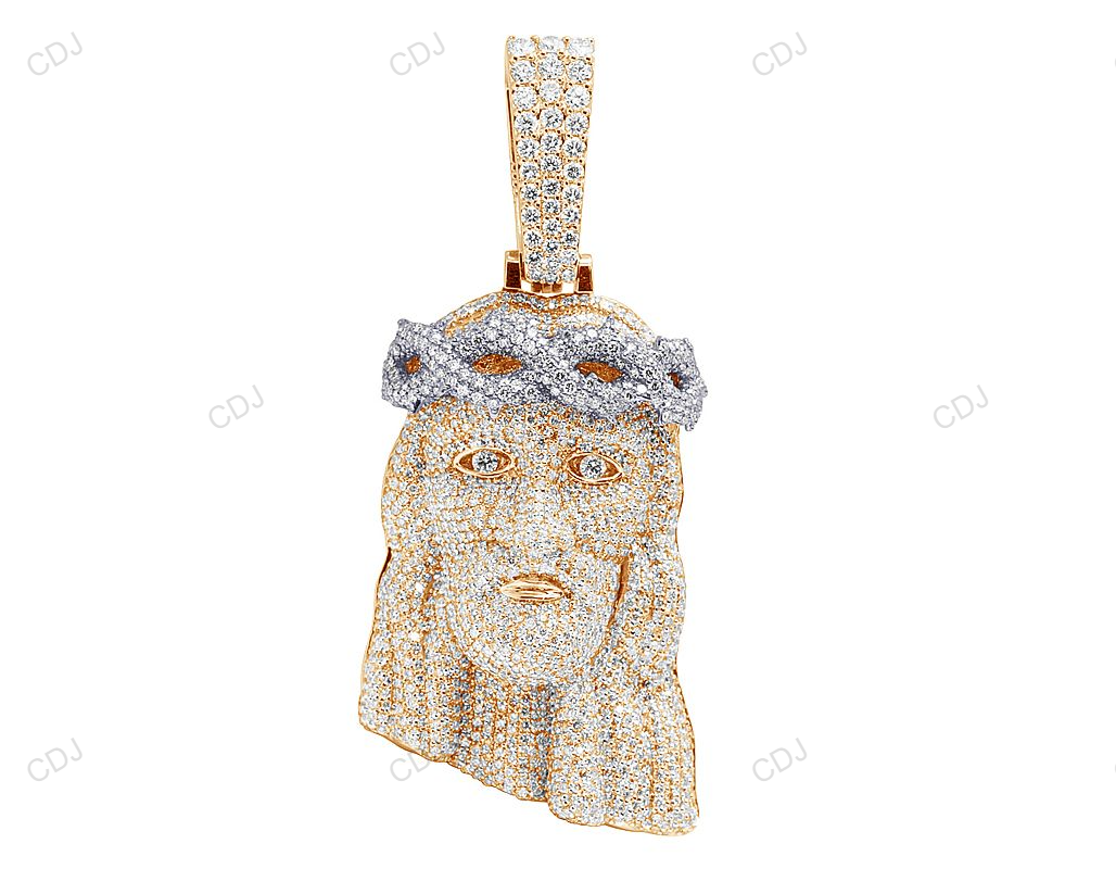 Jesus Crown Of Thorns CVD Diamond Two-Tone Pendant hip hop jewelry CustomDiamJewel