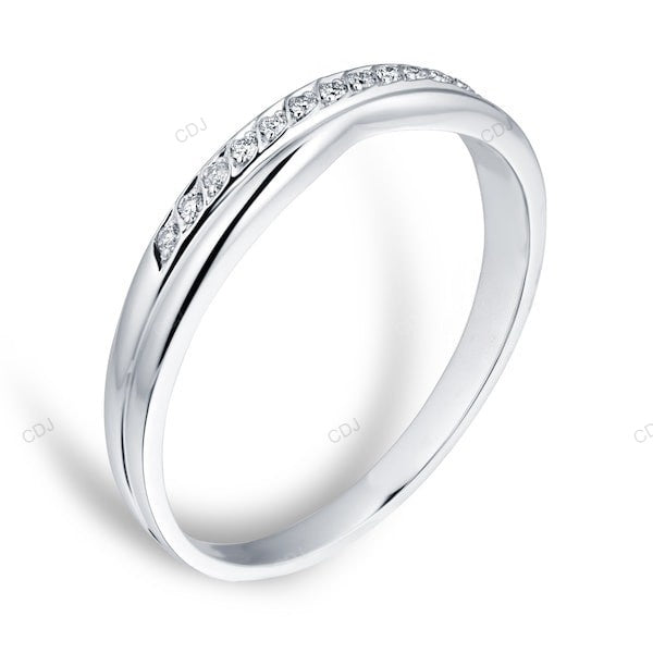 White Gold CVD Diamond Unique Design Wedding Band