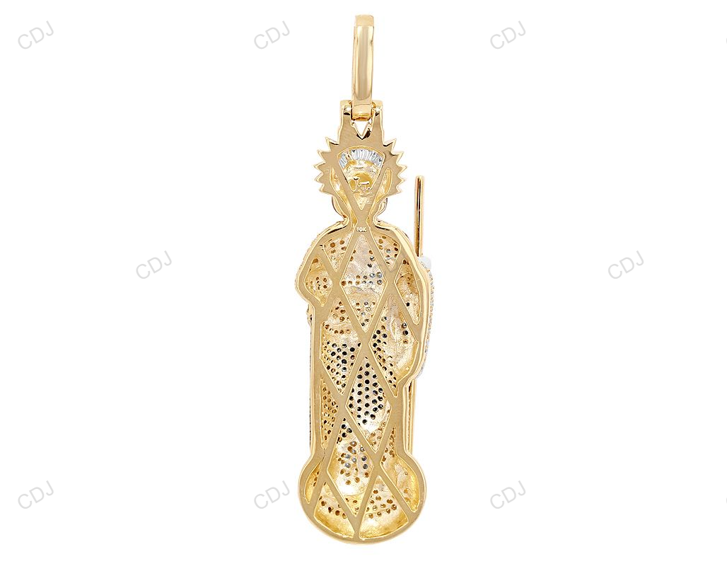 St Jude Large Enamel CVD Diamond Yellow Gold Pendant hip hop jewelry CustomDiamJewel