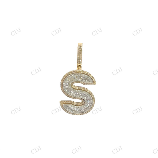 925 Silver Initial 'S' Moissanite Pendant Hip Hop Pendent customdiamjewel