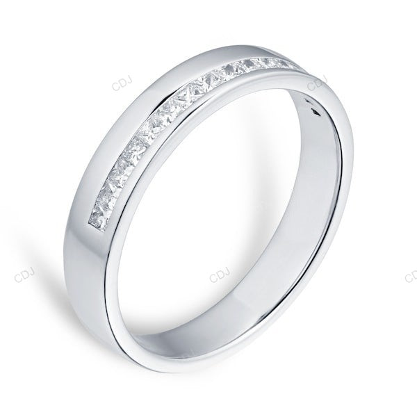 Princess Cut CVD Diamond White Gold Wedding Band