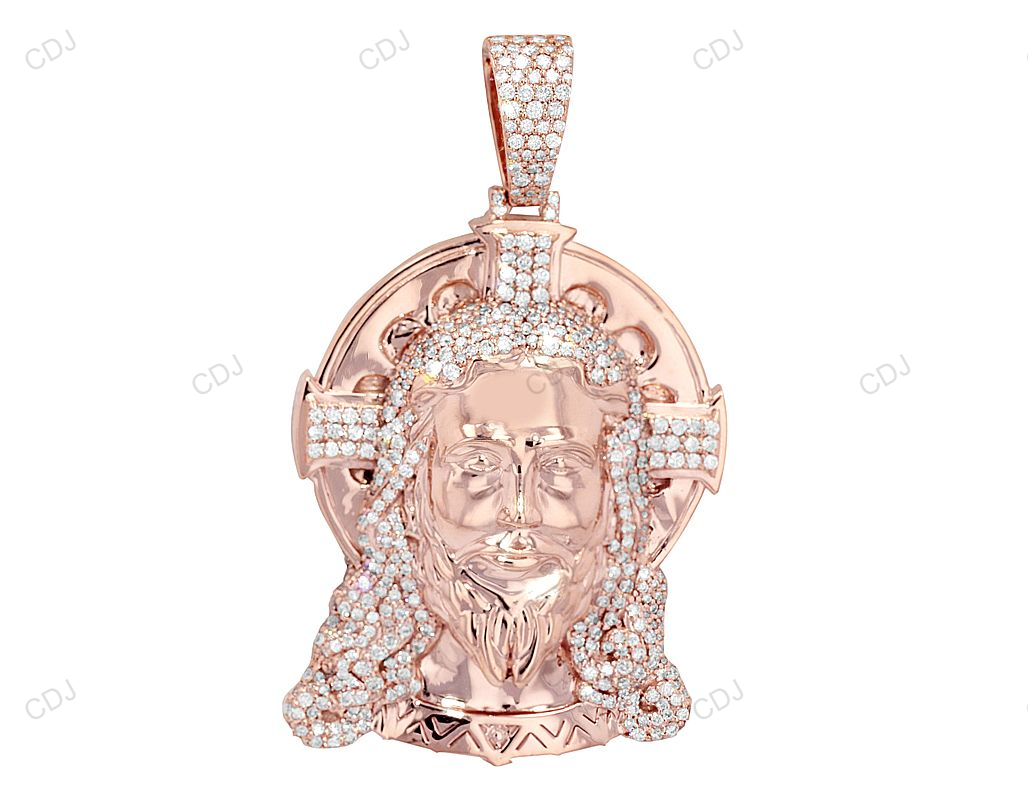 Halo Cross Jesus Lab Grown Diamond Gold Luxury Pendant hip hop jewelry CustomDiamJewel