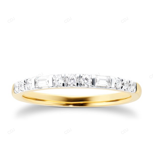 Two Tone Baguette Cut CVD Diamond Wedding Band