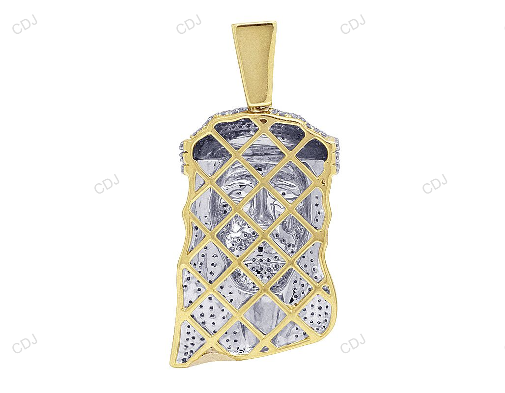 Yellow Gold Lab Created Diamond Jesus Head Pendant hip hop jewelry CustomDiamJewel