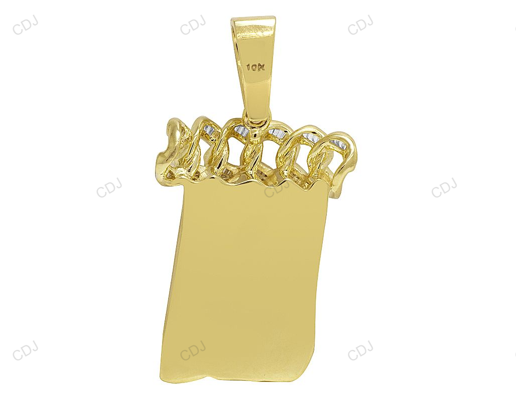 Jesus Baguette Cut Lab Grown Diamond Yellow Gold Pendant hip hop jewelry CustomDiamJewel