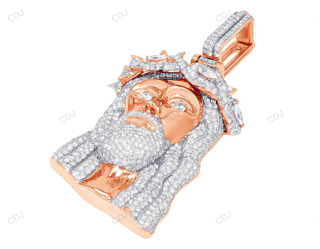 Two Tone Solid Gold CVD Diamond Jesus Pendant hip hop jewelry CustomDiamJewel