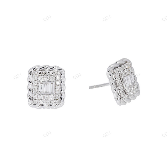 14K Gold Baguette Lab Grown Diamond Rectangular Earrings hip hop jewelry customdiamjewel