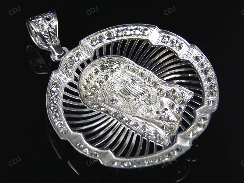 White Gold Jesus Piece Plain Pendant hip hop jewelry CustomDiamJewel