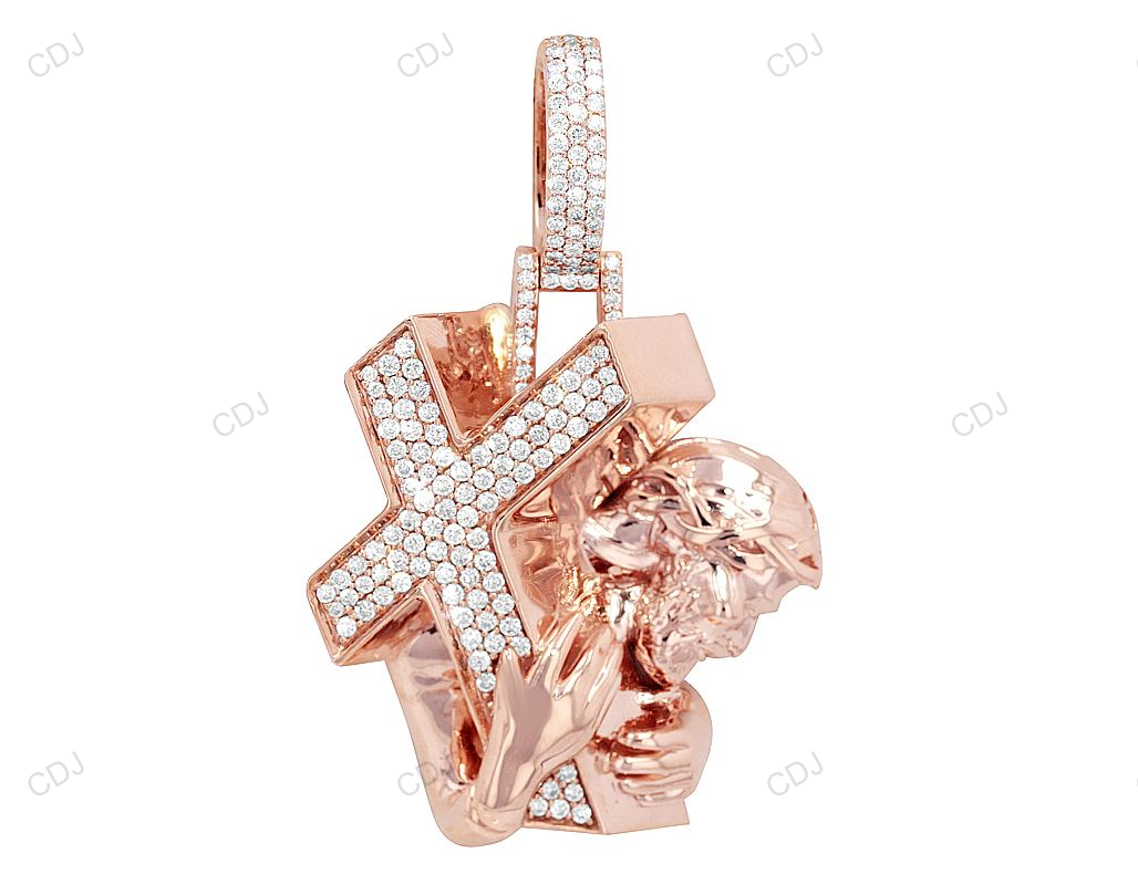 Jesus Carrying Lab Grown Diamond Gold Hip Hop Pendant hip hop jewelry CustomDiamJewel