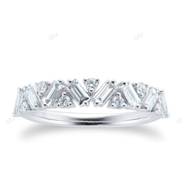 Baguette Cut CVD Diamond White Gold Wedding Band