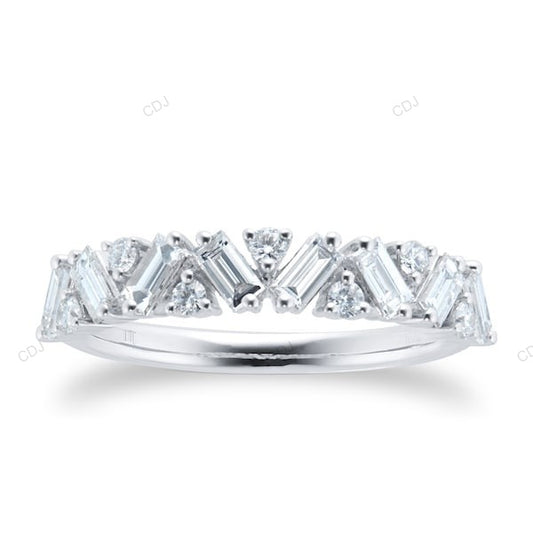 Baguette Cut CVD Diamond White Gold Wedding Band