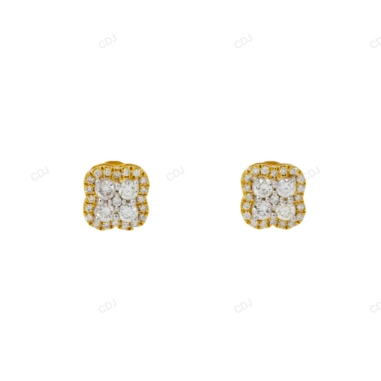 10K Gold Lab Grown Diamond Cluster Clover Earrings