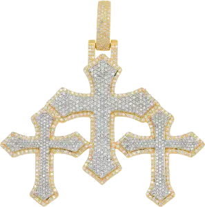 925 Silver Luxury Three Cross Hip Hop Moissanite Diamond Religious Pendant Hip Hop Pendent customdiamjewel