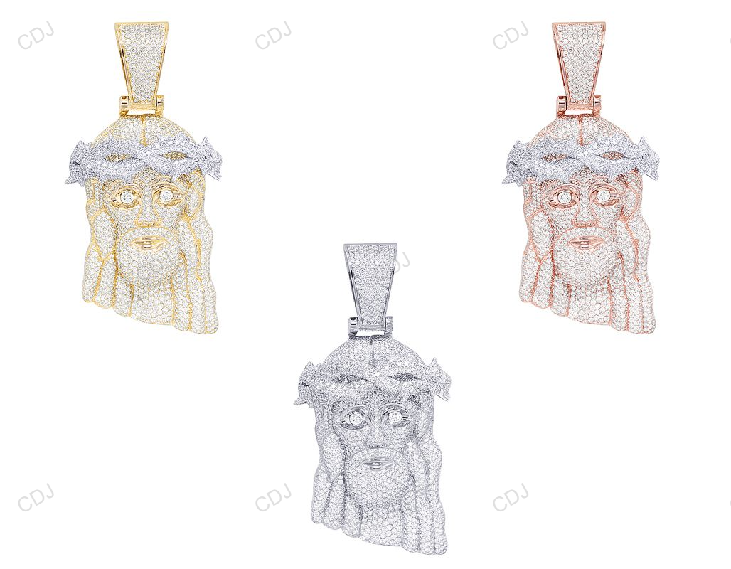 Iced Out 10K Solid Gold Lab Grown Diamond Jesus Pendant hip hop jewelry CustomDiamJewel