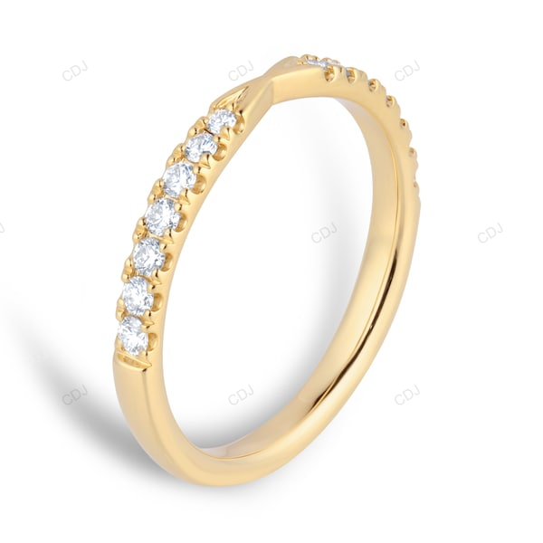 18K Solid Gold Lab Grown Diamond Wedding Band