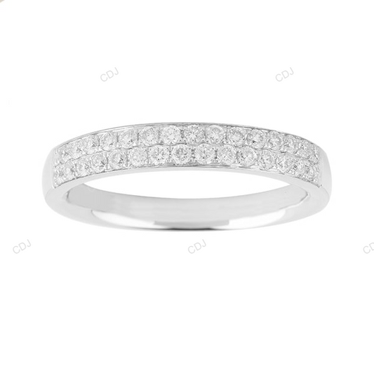 White Gold Two Row Lab Grown Diamond Wedding Band Wedding Band customdiamjewel